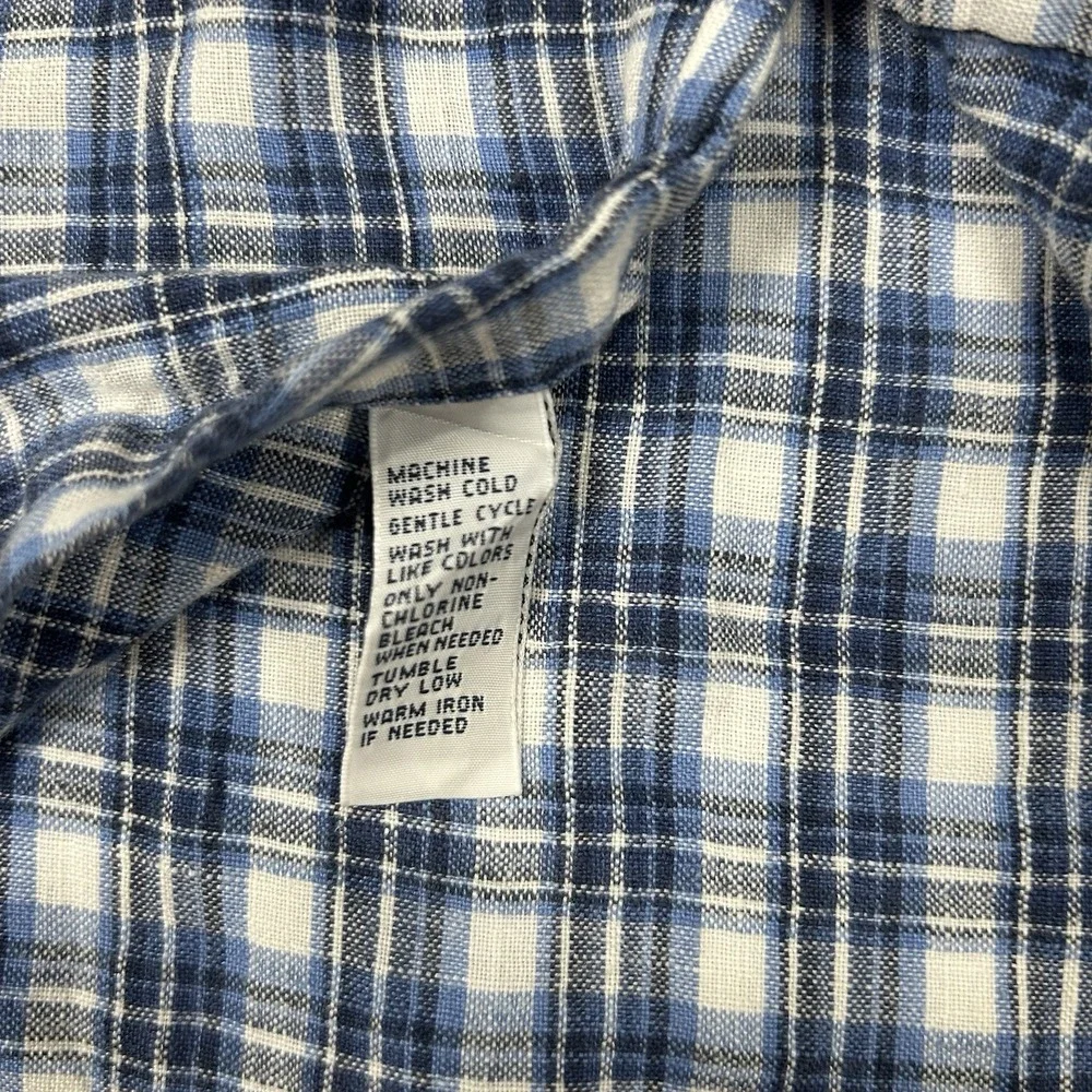Polo Ralph Lauren Men's XL Blue Plaid 100% Linen Short Sleeve‎ Button Up Shirt - Picture 7 of 7